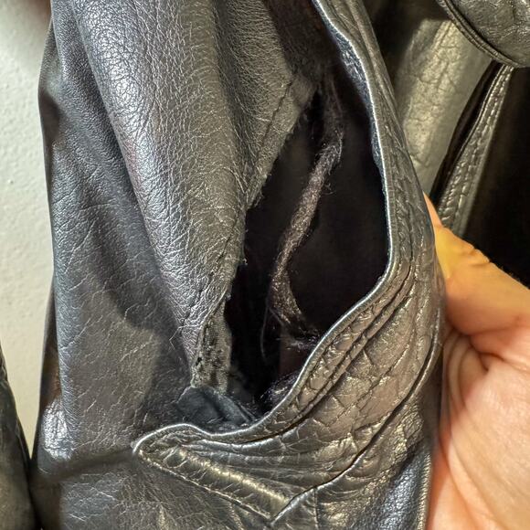 Vintage 80s/90s BERMAN'S The Leather Experts Black Leather Trench Coat - Picture 10 of 16